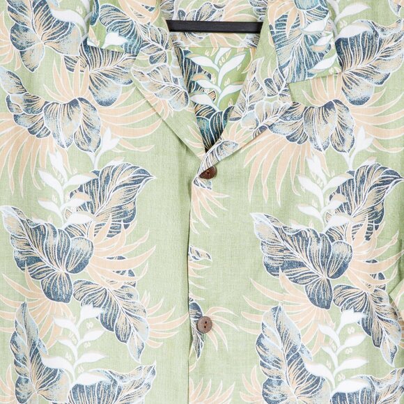 Royal Creations Hawaiian Shirt XL Men 90s Green Hawaii Tropical Palm Leaves Camp - Picture 5 of 6